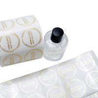 Autocollants ronds personnalisés de haute qualité imprimés à chaud avec logo en feuille d'or transparente étiquettes adhésives imperméables en vinyle