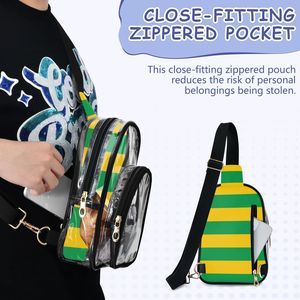 Bolso Bandolera Deportivo para Mujer, con Rayas, Verde y Amarillo, PVC, Mini Bolso Mensajero, Personalizable, para Uso Diario - Product Image 5