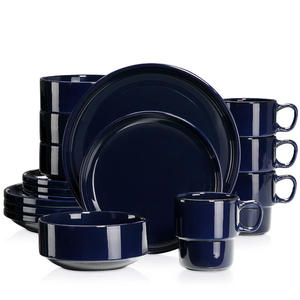 Juego de Platos de Cerámica Azul Rey con Logotipo Personalizado, Diseño Rústico Tradicional Chino para Comer, Acampar, Café y Cocina - Product Image 4