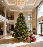 Sapin de Noël Artificiel Épais et Dense, Type Épicéa/Abriolac, avec Lumières LED Multicolores, Ignifuge, Qualité Supérieure, pour Usage Intérieur, Tailles 5-8 pieds