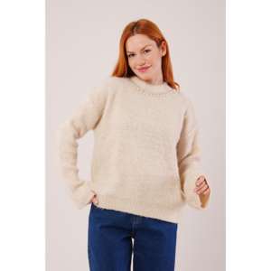 Pull doux pour femme couleur pierre, manches longues, anti-boulochage, style décontracté, calibre 14 GG - Product Image 6