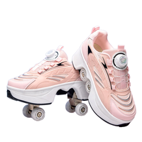 Chaussures à roulettes 2-en-1 rétractables et cachées, pliables et déformables, avec boucle rotative rapide, logo de marque personnalisé, vente en gros