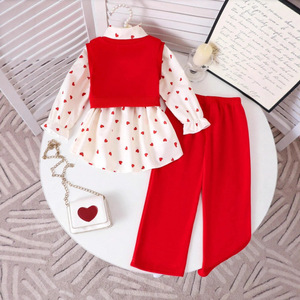 <span class=keywords><strong>Ropa</strong></span> <span class=keywords><strong>Infantil</strong></span> <span class=keywords><strong>de</strong></span> Moda 2025, Conjunto <span class=keywords><strong>de</strong></span> 3 Piezas para Niñas Estilo Europeo Americano: Camiseta Negra con Corazón + Chaleco + Pantalones - Product Image 4