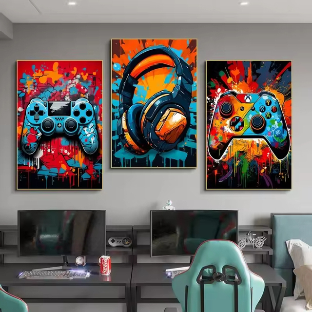 Colorful Game Controllers Canvas Paintings Graffiti Game Posters Printed Pictures for Boy's Bedroom Wall Art Home Decorations