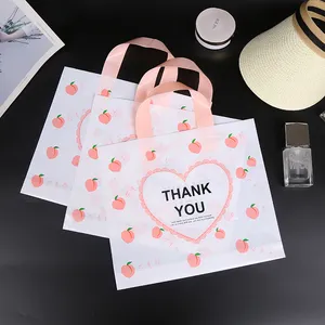Thank You Bags For Business Custom Biodegradable Plastic Shopping Bag Clearance Price Wholesale Soft Loop Handle Plastic Bag For Clothing
