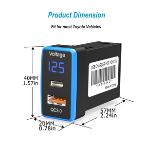 Chargeur de téléphone de <span class=keywords><strong>voiture</strong></span> avec affichage LED Voltmètre PD Fast Charger pour TOYOTA - Product Image 2
