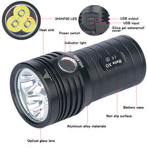Lampe torche tactique puissante de 10 000 lumens, rechargeable par USB, longue portée, LED haute puissance, lampes de poche à LED haute puissance - Product Image 6