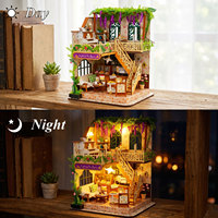 Kit de maison miniature DIY Minihaven, kit de maison de poupée miniature DIY, salon de thé Wisteria, jouet en bois