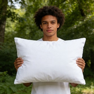 Oreiller de luxe en duvet d'oie et de canard avec motif géométrique uni, housse 100 % coton blanc 600 fils, mémoire de forme, non toxique, pour le cou et <span class=keywords><strong>la</strong></span> tête - Product Image 4