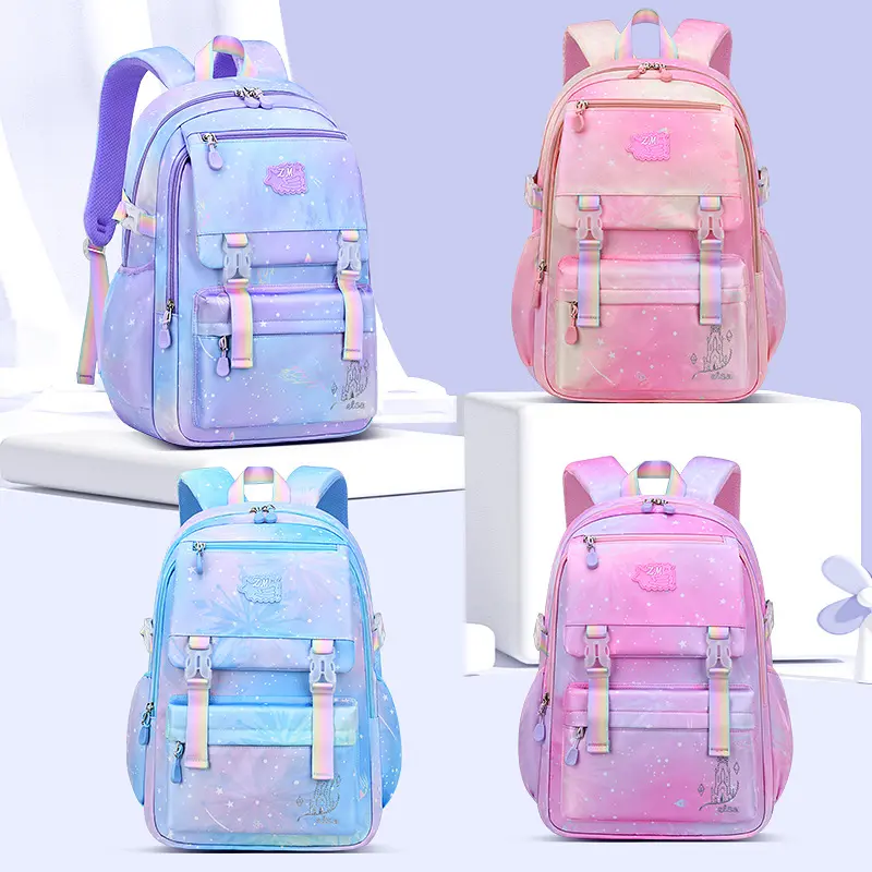 Wholesale Large Capacity Nylon Kids Children School Bags Casual Sports School Backpack Cute Rainbow Children School Bag