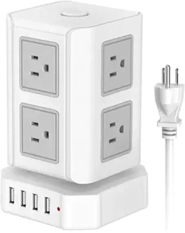 Surge Protector 8 Outlets 4 USB Ports vertical power socket Extension Cord 6 ft Multiple Outlet Plug Charging Station Socket