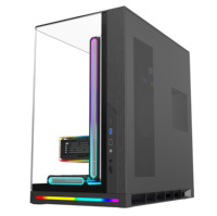 Boîtier PC de bureau Mid-Tower avec panneau en verre trempé panoramique en arc circulaire, cabinet CPU ATX, refroidissement, boîtier d'ordinateur de jeu