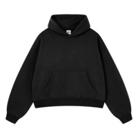 Hoodie Pendek Pria Bahan Fleece Tebal Model Longgar dan Nyaman