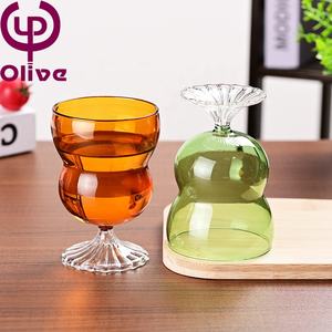 Cadeau Vert Orange Lait Café Tasse à boire Soufflé à la main Colorful Gourd Wine Glass Elegant 300ML High Borosilicate Ice Cream <span class=keywords><strong>Gobelet</strong></span> - Product Image 2