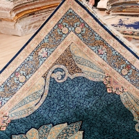Tapis turc fait main de luxe en soie sur soie YILONG de haute qualité, bleu, 5x7 pieds, noué à la main