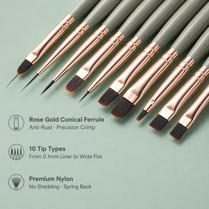 Pinceau à ongles ovale avec manche en bois, poils en nylon extra fins, fournitures professionnelles haut de gamme pour la manucure en salon, peinture au gel - Product Image 3