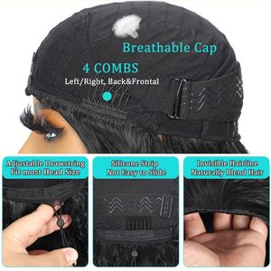 Wholesale Multi Color 3-in-1 Machine Made <b>Long</b> Afro Kinky Curly Synthetic <b>Wig</b> for Black Women - Product Image 6
