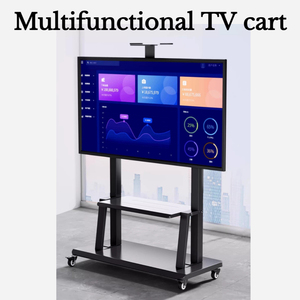Support TV mobile contemporain, durable, écologique et réglable avec roulettes, adaptable à toutes les tailles, pour salon et chambre à coucher - Product Image 2