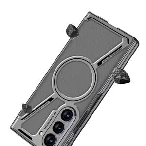 Film de protection d'écran de conception d'affaires placage boîtier de téléphone en cuir PU pour Samsung Z Fold 6 7 couverture antichoc de charge magnétique - Product Image 4