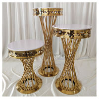 Ensemble de 3 supports à gâteau cylindriques hauts en acier inoxydable doré, populaires pour les mariages et les fêtes