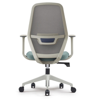 Chaise de bureau ergonomique pivotante avec support lombaire réglable, accoudoirs rembourrés, cadre en nylon blanc, siège de travail à roulettes