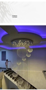 JYLIGHTING Lámpara de Araña Moderna de Cristal de Lujo, Lámpara Colgante Grande para Vestíbulo de Hotel, Techo Alto, Villa, Escalera, Lámpara Colgante de Cristal - Product Image 3