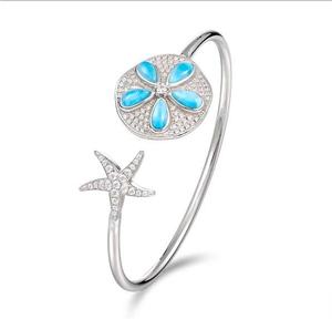 925 Sterling <strong>Silver</strong> Blue Natural Larimar <strong>Cuff</strong> Bangle <strong>Bracelet</strong> - Product Image 3