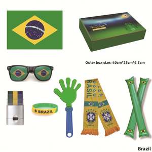 Set de Artículos para Fanáticos de la Copa Mundial de Fútbol 2026, Estados Unidos, Canadá, México, Argentina, Bandera de Tela de Poliéster con Impresión Digital, Gafas, Palmas para Aplaudir, Color para la Cara - Product Image 2