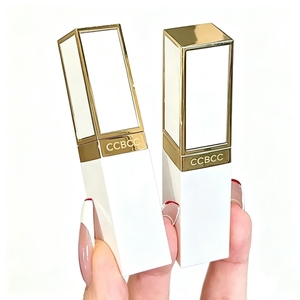 Glossy Hydrating Slim <b>Lipstick</b> Mirror Shine Lip Balm <b>Moisturizing</b> Long Lasting Nude Red Lip Color Gold Fluted Box White Mirror - Product Image 2