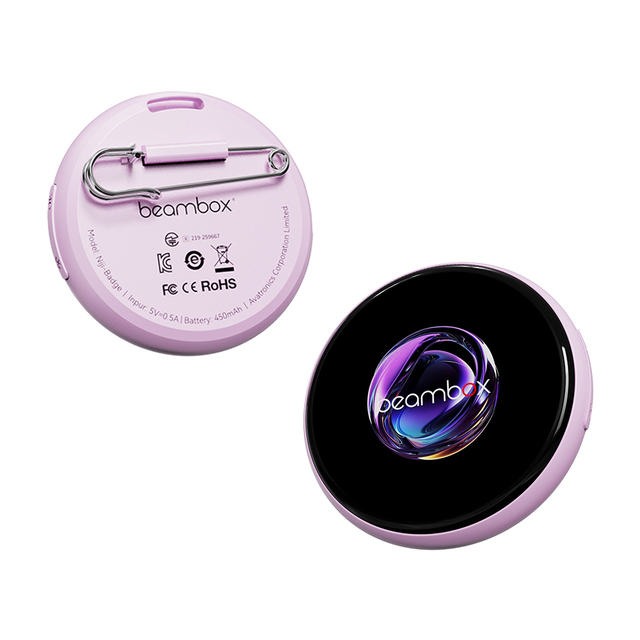 Beambox Digital AI Smart Badge Rapid Bluetooth Image Transfer Custom Wearable Metal Electronic Display Pin Business 360x360