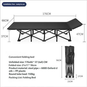 Lit pliant en acier moderne, léger et portable, idéal pour le bureau, les voyages en plein air, le camping et la chambre à coucher. - Product Image 3