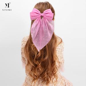 กิ๊บติดผมรูปโบว์ขนาดใหญ่ผ้าชีฟองลายจุดสำหรับฤดูใบไม้ผลิฤดูร้อนสไตล์เกาหลีกิ๊ฟติด<span class=keywords><strong>ผม</strong></span>โบว์ติดผมหาง<span class=keywords><strong>ยาว</strong></span><span class=keywords><strong>น่า</strong></span><span class=keywords><strong>รัก</strong></span>น่ารักสำหรับเด็กผู้หญิง - Product Image 1