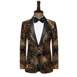 Veste de costume à paillettes dorées pour <span class=keywords><strong>homme</strong></span>, blazer, chanteur, scène, concert, bar, boîte de nuit, animateur, robe de soirée, costume de fête 2026 - Product Image 2