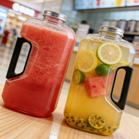 Botella de Plástico PET Desechable Personalizada de Gran Capacidad para Bebidas Frías con Asa