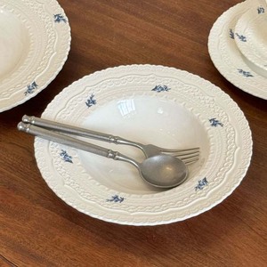 Blue Flower Embossed Ceramic Bowl Vintage Relief Porcelain Dinnerware Plant for Casual Dining Parties <b>Table</b> Settings Includes - Product Image 3