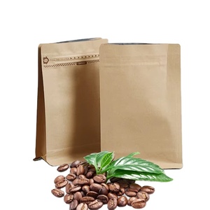 Sacos de Embalagem de Café em Papel Kraft em Branco para Atacado, com Fundo Plano e Válvula de Evacuação de Ar - Product Image 1
