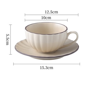 Ensemble de tasses à thé et soucoupes en porcelaine de style moderne, couleur vive, tasses à <span class=keywords><strong>expresso</strong></span> pour la maison, utilisation au café, matériau en céramique - Product Image 2