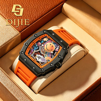 Une véritable montre sportive décontractée de haute qualité, boîtier en forme de barillet, mouvement à quartz, design élégant