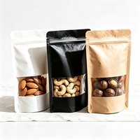 Op maat gedrukte driezijdig gesealde kraftpapieren zakjes met venster voor noten, gedroogd fruit, koffie, thee en voedselverpakkingen