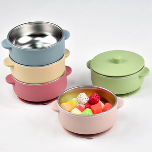 Juego de Vajilla Infantil de Silicona y Acero Inoxidable 304: Cuchara, Tenedor, Vaso con Succión, Plato Dividido y Recipiente Extraíble - Product Image 2