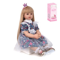 Poupée de 60cm en silicone souple pour tout-petits et bébés, cheveux bouclés, style princesse
