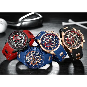 Mini Focus Men's Watches Waterproof Chronograph Sports Wrist Watches for Men with Silicone Strap Relojes De Hombre