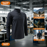 Pull polaire tactique demi-zip pour homme, anti-boulochage, évacuant l'humidité, chaud, à manches longues, pour la randonnée en extérieur et la patrouille, haut thermique en polaire