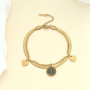 Bracciale in Acciaio Inossidabile Antiossidante per Donna, Gioiello <span class=keywords><strong>di</strong></span> Lusso Minimalista Coreano Placcato <span class=keywords><strong>Oro</strong></span> - Product Image 1