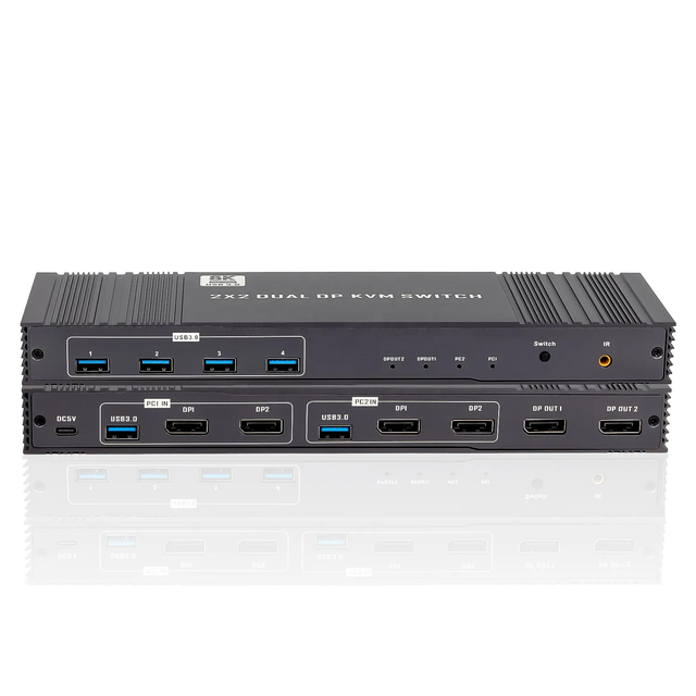 HDMI2.1 KVM Switch USB3.0 2X2 Dual DP 8K 60Hz for Macbook 2 Computers Share 1 Set Mouse Keyboard Monitor With Remote