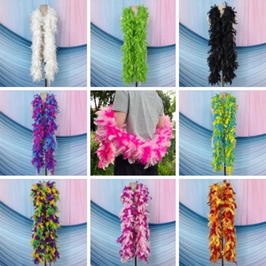 Écharpe longue en plumes de dinde teintes et duveteuses de 2 yards, personnalisée en gros, idéale pour les fêtes, mariages, carnavals et la décoration de costumes de scène - Product Image 3