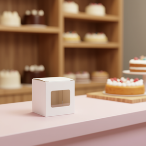 Caja de papel ILAN de 12x12x12cm con ventana para empaque de pasteles - Product Image 2