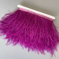 Ruban de plumes d'autruche teintes de 10-13 cm, fait main, pour couture DIY, accessoire de vêtement pour carnaval, fête, mariage et décorations.