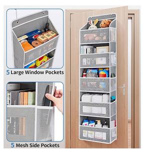 Over-the-Door Hanging Organizer Bag Large-Capacity 5 Compartments Spacious Nonwoven Fabric Storage for Bedroom Dormitory - Product Image 6