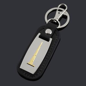 OEM <b>Custom</b> 3D Metal Leather Keychain Home Car <b>Key</b> Holder Customization Luxury Faux PU Leather <b>Key</b> Chain - Product Image 1